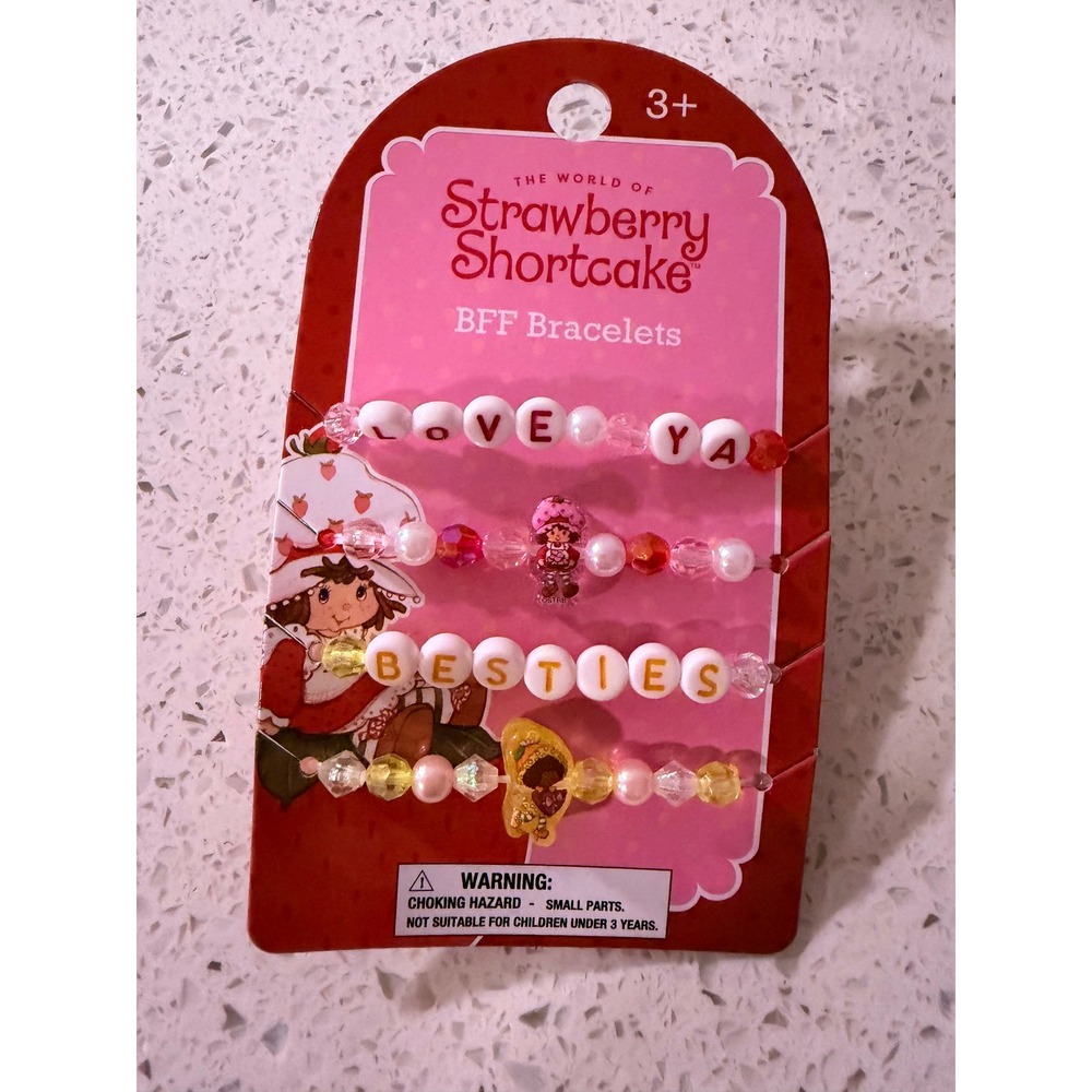 Strawberry Shortcake‎ BFF Bracelets 4pc Set Beaded Stretch Love Ya Besties New